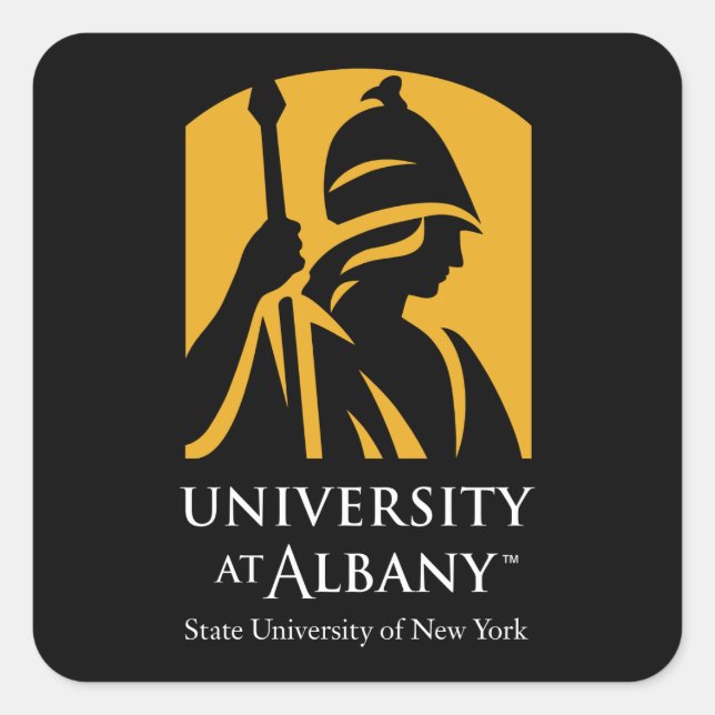 Universität Albany - Iconic-Logo Quadratischer Aufkleber (Vorderseite)