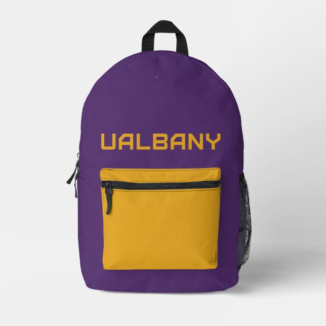 Universität Albany Wordmark Bedruckter Rucksack (Vorderseite)