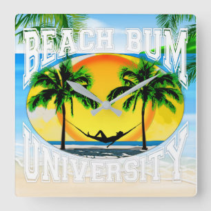 Universität Beach Bum Quadratische Wanduhr