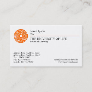 Universität des Lebens - orange Regel Visitenkarte