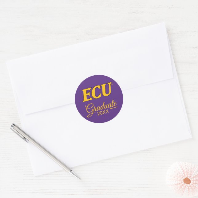 Universität East Carolina | ECU-Logo Runder Aufkleber (Umschlag)