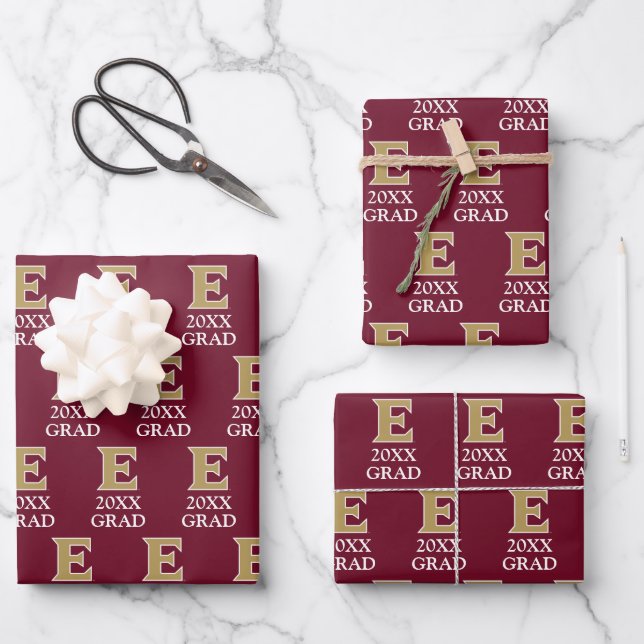 Universität Elon E | 20XX GRAD Geschenkpapier Set (Vorderseite)