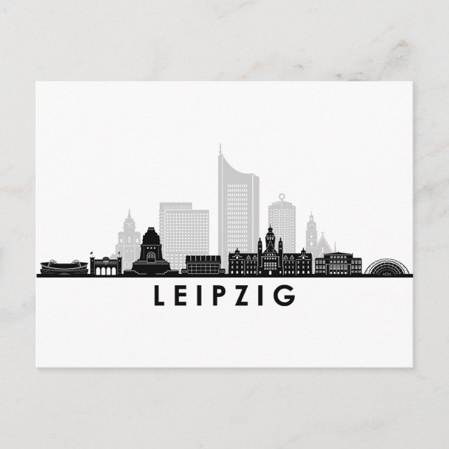 Universität LEIPZIG Deutschland Skyline Silhouette Postkarte (Vorderseite)