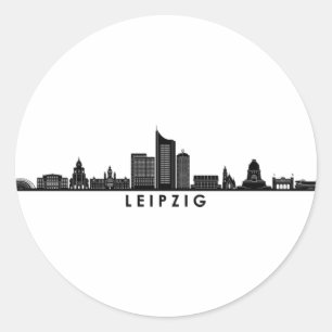 Universität LEIPZIG Deutschland Skyline Silhouette Runder Aufkleber