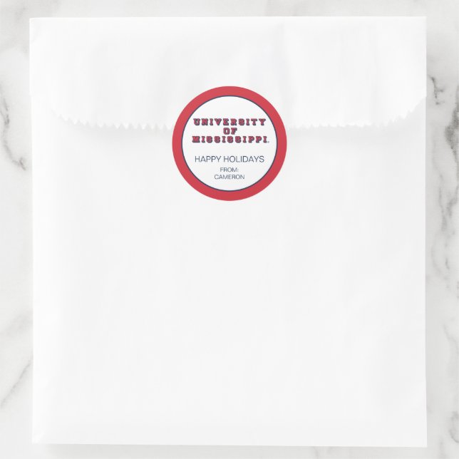 Universität Mississippi | Blocktyp Runder Aufkleber (Tasche)