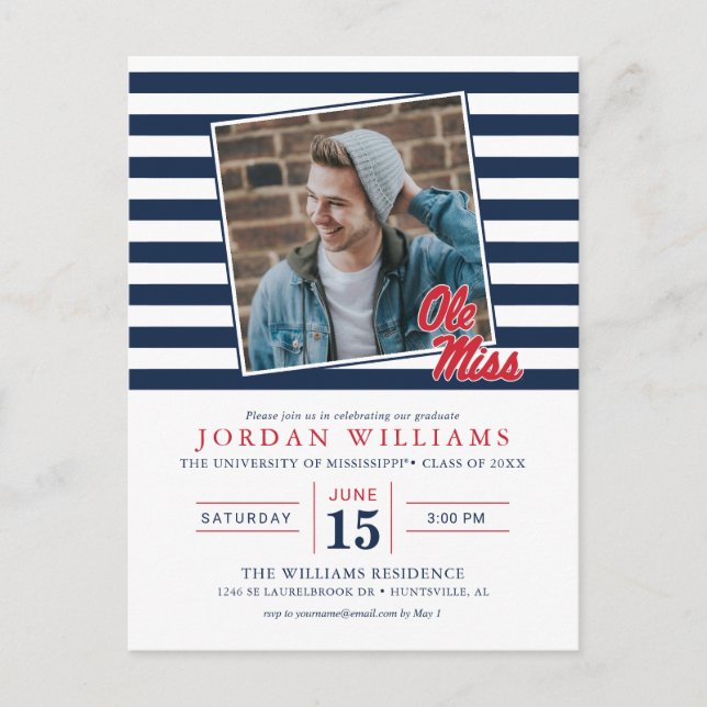 Universität Mississippi | Ole Miss Script Ankündigungspostkarte (Vorderseite)