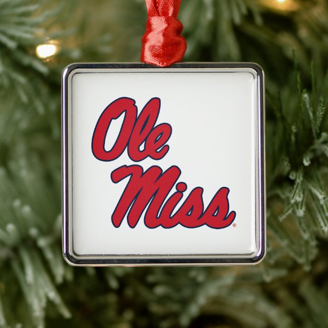 Universität Mississippi | Ole Miss Script Ornament Aus Metall (Baum)