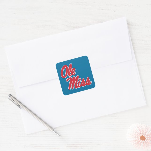 Universität Mississippi | Ole Miss Script Quadratischer Aufkleber (Umschlag)