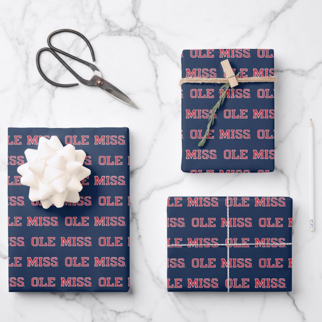 Universität Mississippi | Ole Miss Wordmark Geschenkpapier Set (Vorderseite)