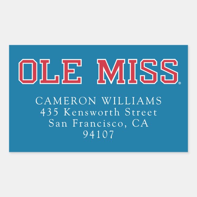 Universität Mississippi | Ole Miss Wordmark Rechteckiger Aufkleber (Vorderseite)