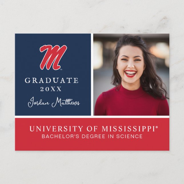 Universität Mississippi | Script M Ankündigungspostkarte (Vorderseite)