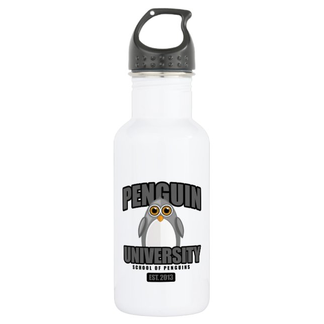 Universität Pinguin - Grau Edelstahlflasche (Vorderseite)