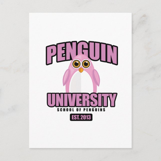 Universität Pinguin - Pink Postkarte (Vorderseite)