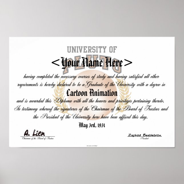 Universität Pluto Diploma Poster (Vorne)