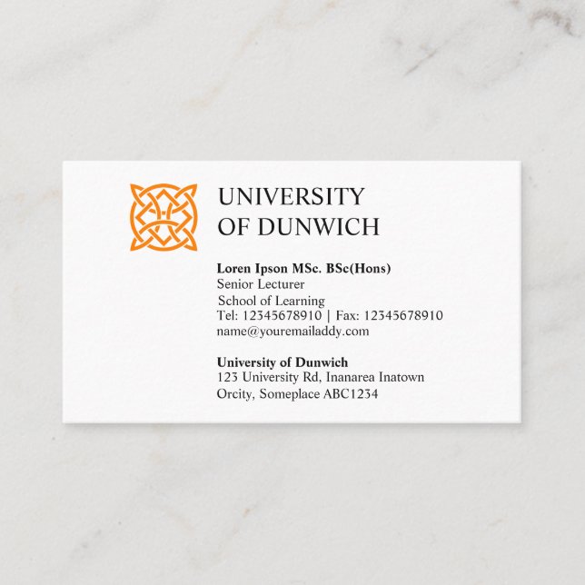 Universitätsstil v2 visitenkarte (Vorderseite)