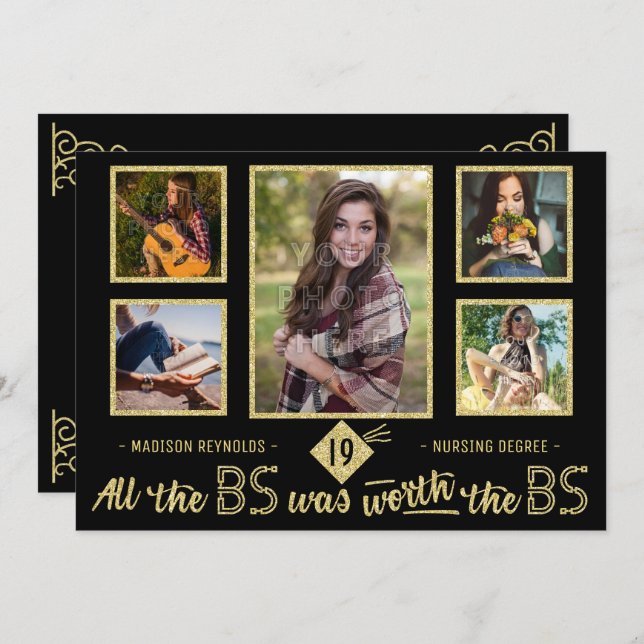 University Abschluss Foto Bachelors Abschluss Part Einladung (Vorne/Hinten)