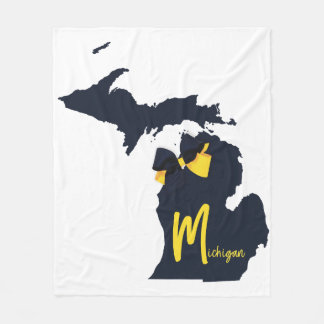 University of Michigan Staat Map Blue and Yellow Fleecedecke