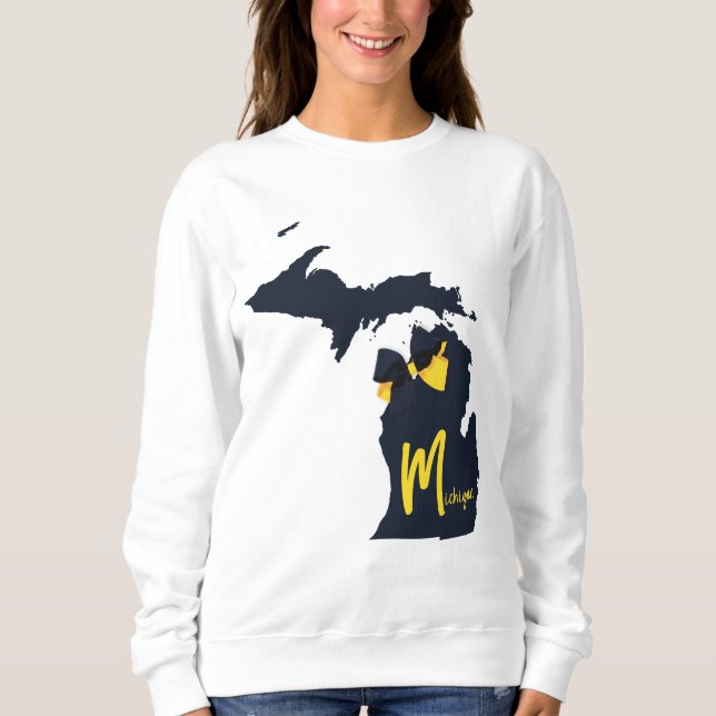 University of Michigan Staat Map Blue and Yellow Sweatshirt (Vorderseite)
