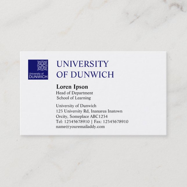 University Style - Deep Navy Visitenkarte (Vorderseite)
