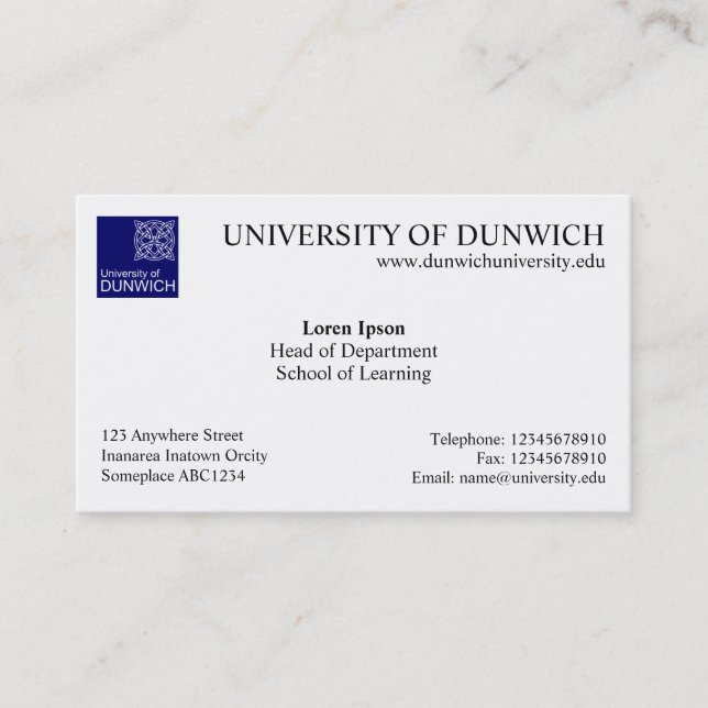 University Style v4 Visitenkarte (Vorderseite)