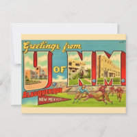 Universty Vintage Postkarte von New Mexico