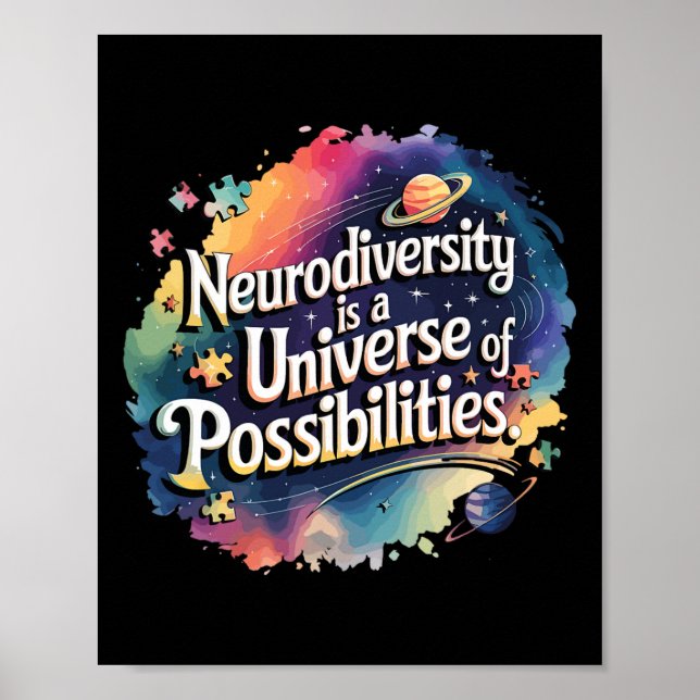 Universum der Neurovielfalt im Weltraum Poster (Vorne)
