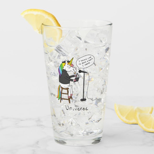 Universum Einhorn Lektüre Poesie Sonnenglas-Cup Glas (Vorderseite Ice)