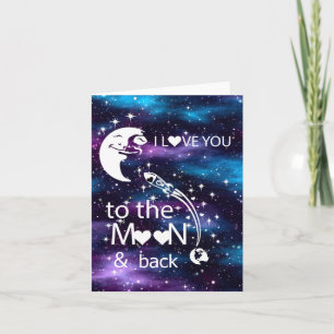 Universum - Ich Liebe Sie auf Mond und Rückkarte Feiertagskarte