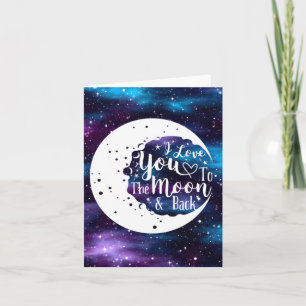 Universum - Ich Liebe Sie auf Mond und Rückkarte Feiertagskarte