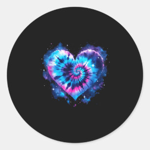Universum Liebes-Tie-Dye-Herz-Shirt - Hippie Valen Runder Aufkleber