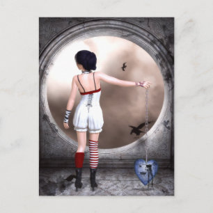 Unkette My Broken Heart Gothic Art Postcard Postkarte