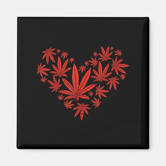 Unkraut Herz Lustiger Valentinstag Pot Stoner Gesc Magnet (Vorne)
