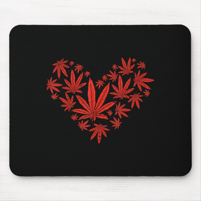 Unkraut Herz Lustiger Valentinstag Pot Stoner Gesc Mousepad (Vorne)
