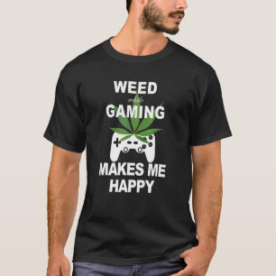 Unkraut während des Spielens Cooler Weed-Gamer T-Shirt