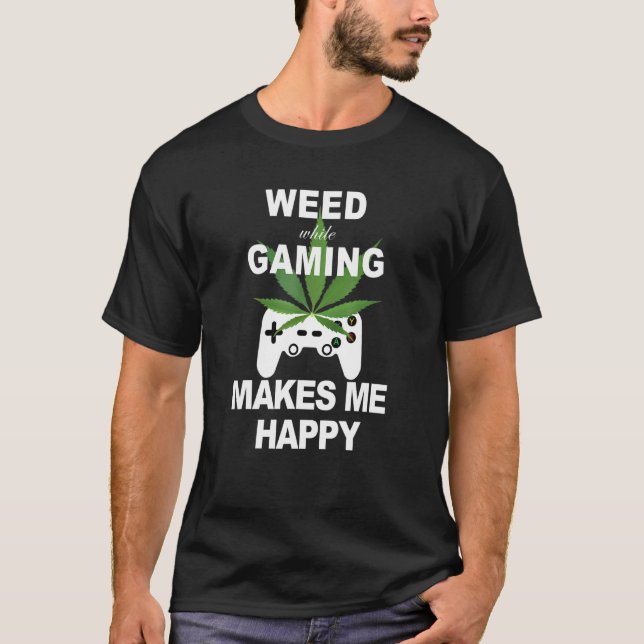 Unkraut während des Spielens Cooler Weed-Gamer T-Shirt (Vorderseite)