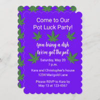 Unkrautleder Pot Luck Personalisierte Einladung