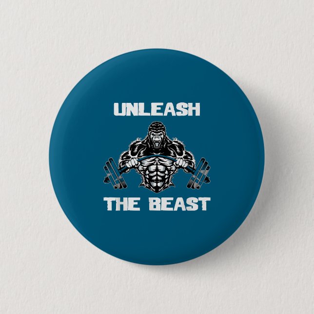 Unleahe Gorilla Bodybuilding Motivational Gift  Button (Vorderseite)