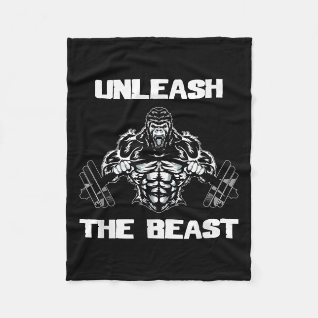 Unleahe Gorilla Bodybuilding Motivational Gift  Fleecedecke (Vorderseite)