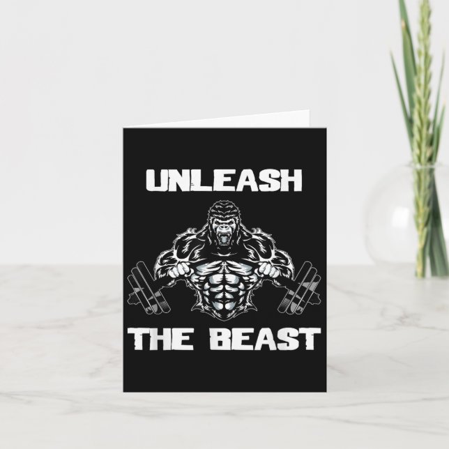 Unleahe Gorilla Bodybuilding Motivational Gift  Karte (Vorderseite)