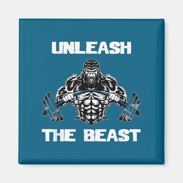 Unleahe Gorilla Bodybuilding Motivational Gift  Magnet (Vorne)