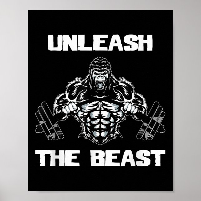 Unleahe Gorilla Bodybuilding Motivational Gift  Poster (Vorne)
