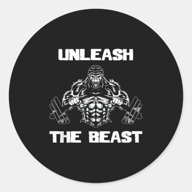 Unleahe Gorilla Bodybuilding Motivational Gift  Runder Aufkleber (Vorderseite)