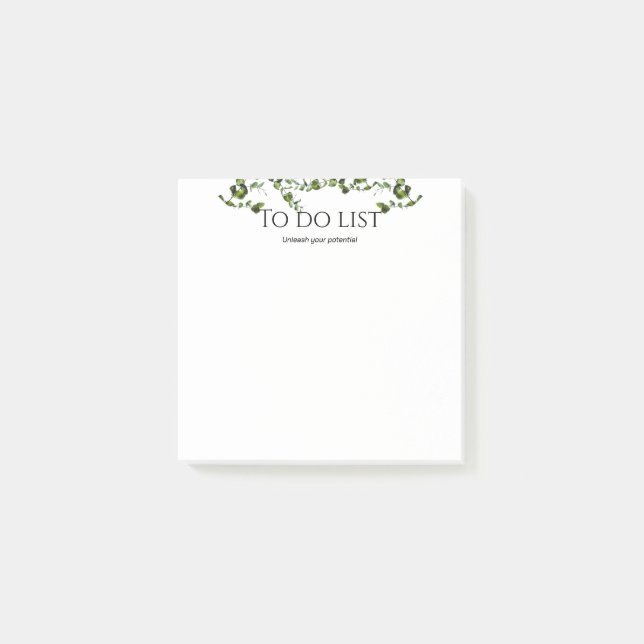 Unleash Your Potential! Greenery To Do List Sticky Post-it Klebezettel (Vorderseite)