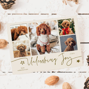 Unleashing Joy Cream Hunde-Mehrfachfoto Feiertagskarte