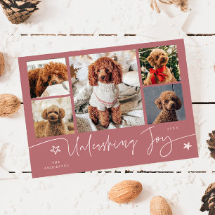 Unleashing Joy Rosa Hunde-Multi-Foto Feiertagskarte