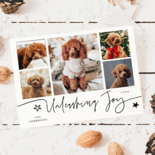 Unleashing Joy Weißer Hund Multi Foto Feiertagskarte