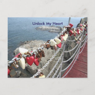 Unlock My Heart Valentine Postcard Feiertagspostkarte