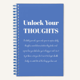 Unlock Your Thoughts Motivational Blue Notebook Notizbuch