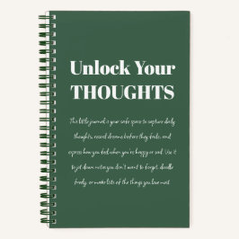 Unlock Your Thoughts Motivational green Notebook Notizbuch