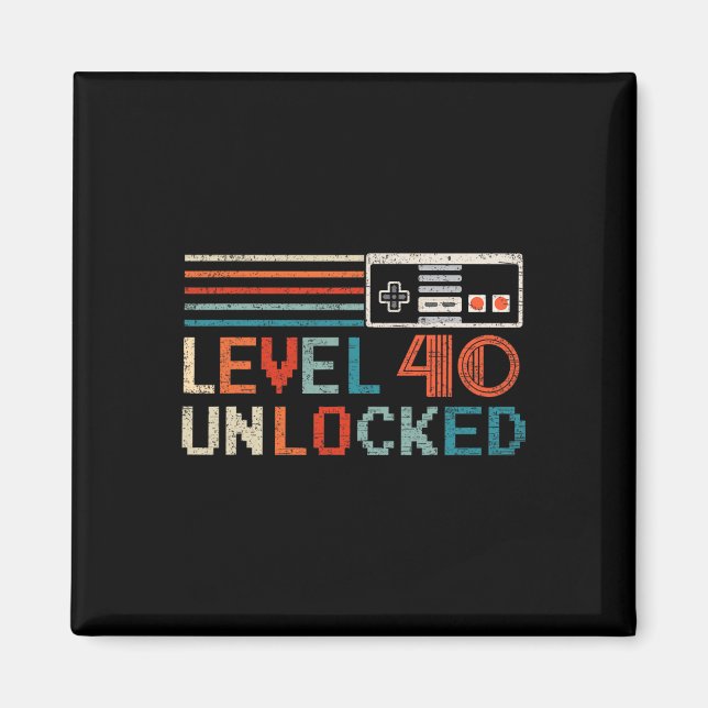 Unlocked Level 40 Birthday Boy Video Game Controll Magnet (Vorne)